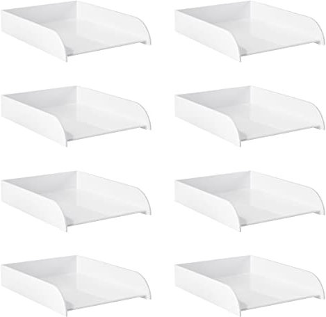 Osco Hi-Gloss Plastic Stacking Letter Tray - White (Pack of 8)