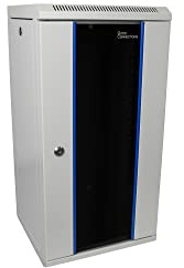 10 Wandgehäuse - 12HE - Netzwerkschrank 10 Zoll - lichtgrau (RAL7035) - 312x300x615mm - fertig montiert - abschließbare Sicherheitsglastür und Seitenteile - Profilschienen tiefenvariabel