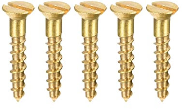 sourcing map Holzschrauben M2 x 12 mm Schlitz Flachkopf Messing Selbstschneidende Schraube 100 Stück