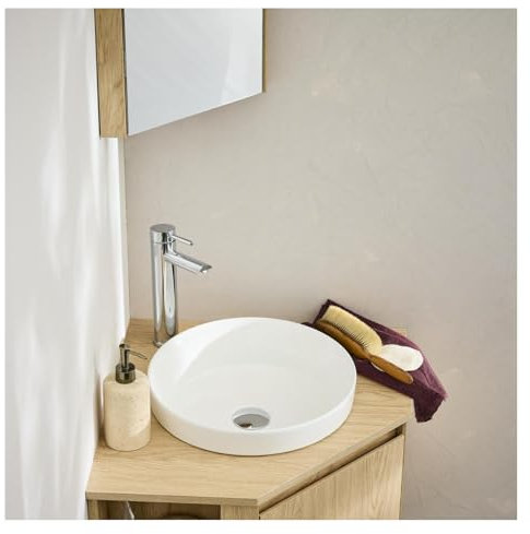 MOB-IN Vasque à encastrer Ronde en céramique Blanche 36cm