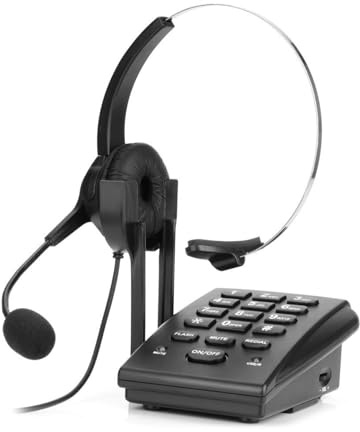 Téléphone Filaire pour Centre D'appels avec Casque, Téléphone avec Casque pour Centre D'appels, avec Microphone Omnidirectionnel et Casque Antibruit, Téléphone pour Centre D'appels pour Bureau D'affai