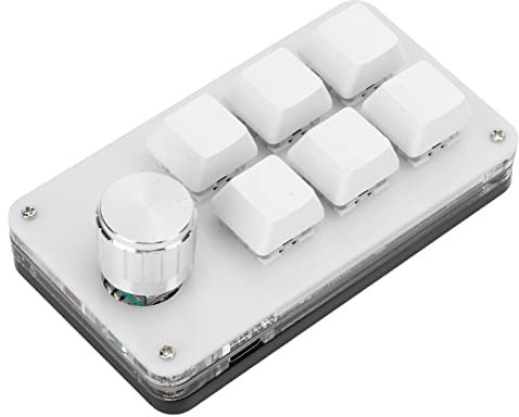 Yctze 6-Tasten-Mini-Tastatur mit Knopf, multifunktionale programmierbare Makro-Tastatur, mit 6 vollständig programmierbaren Tasten, für, für Vista, für, für Macos(Schwarz-Weiss)