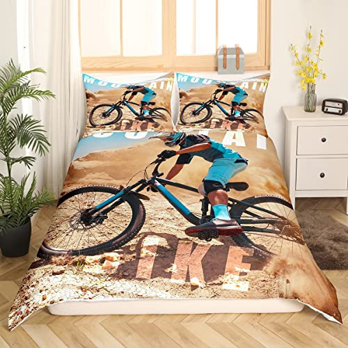Junge Mountainbike Bettwäsche Teenager Bettwäscheset 135x200 Kinder Fahrrad Bettwäsche Set Männer Outdoor-Extremsport Bettbezug Set Mountainbike Bettwäsche für Kinder Jungen Schlafzimmer-Dekor