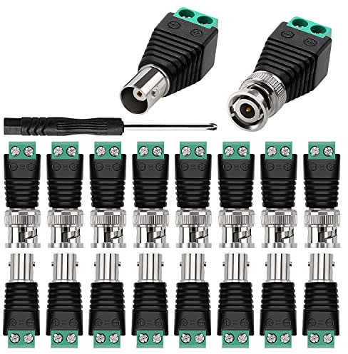 KUOQIY 9 Paar BNC Video Balun Verbinder, Koax Cat5 Cat6 auf BNC Video Balun Stecker Schraubklemme, BNC Adapter Terminalblock Lötfreie Buchse Adapter, für CCTV-Überwachungskamera, DVR, TV, Video