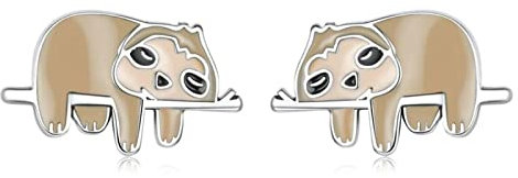 CHABER Emaille Cartoon Ohrringe 925 Sterling Silber Niedliche Kleine Faultier Ohrstecker Für Frauen Mädchen Edlen Schmuck Tier Geschenk