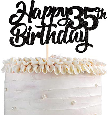 1 Stück Happy 35th Birthday Cake Topper Glitter 35 Geburtstag Tortendeko Prost auf 35 Jahre alt fünfunddreißig fabelhafte Tortendekorationen 35 Geburtstag Party Kuchen Dekoendeko Schwarz