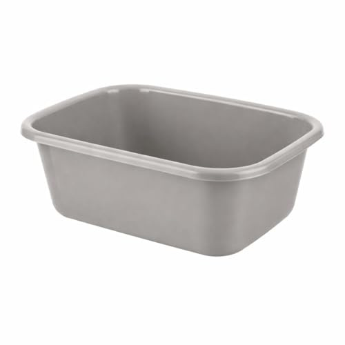 HOMESHOPA Plastic Rectangular Washing Up Bowl, Grey 10 Litre Portable Wash Basin, Plastic Kitchen Sink Tidy Organisers, Rectangle Washtub Dishtub, Foot Bath Car Wash Laundry, Home Kitchen Travel