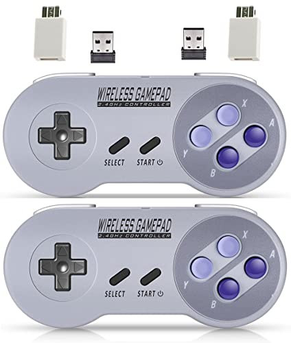 ZAMPAM Controlador inalámbrico para Mini SNES (edición clásica, solo funciona con el mando original Mini SNES con receptor inalámbrico USB compatible con Switch, Windows, iOS, Liunx, dispositivo