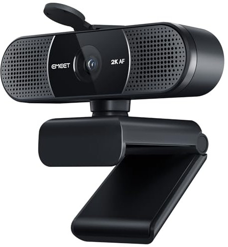 EMEET Cámara web C960 2K con micrófono, 2K QHD, 2 micrófonos de reducción de ruido, cámara web de transmisión de enfoque automático PDAF con cubierta de privacidad, cámara web USB Plug & Play para