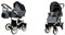 BabyLux Optimal 2-in-1 Baby Kinderwagen Tief und Kinderwagen mit Zubehör Verstellbar und faltbar Aluminium Konstruktion Wasserdicht Nicht abnehmbare Räder Grey Flex White Frame
