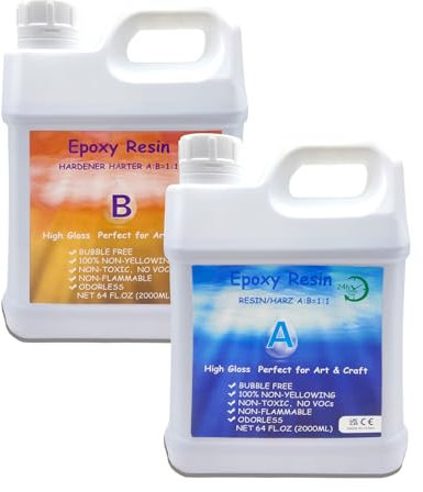 Resina Epossidica Trasparente,Rapporto Colla Resina Epoxy con Indurente per Creazione Gioielli Fai da Te legno, resina da colata d'arte (HY4L)