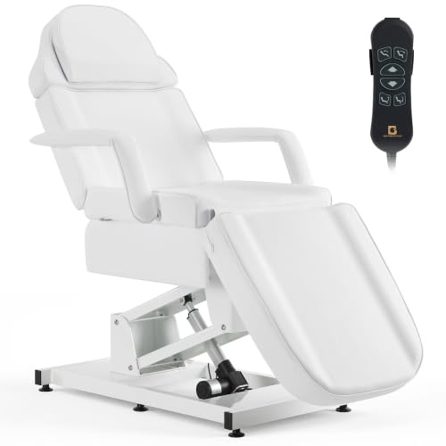BarberPub 3-Motor Electric Tattoo Chair Salon Massage Facial Bed White 2751
