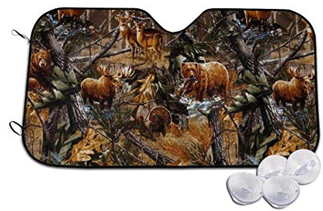 Akkordeon-Stil Auto SUV Frontscheibe Camo Jagd Hirsch Bär Elch Türkei Ente Sonnenschutz 140 cm × 70 cm