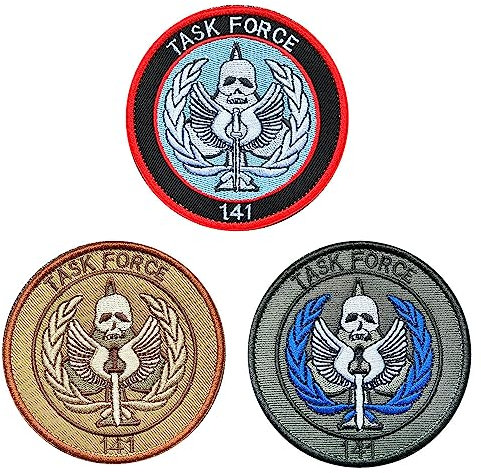 3 Stück Task Force 141 Game the Mission Moral bestickte taktische Militär Patches Badge Emblem Applikation mit Haken und Schlaufe Backen für Kleidung Uniform Militärjacken Mützen Rucksäcke