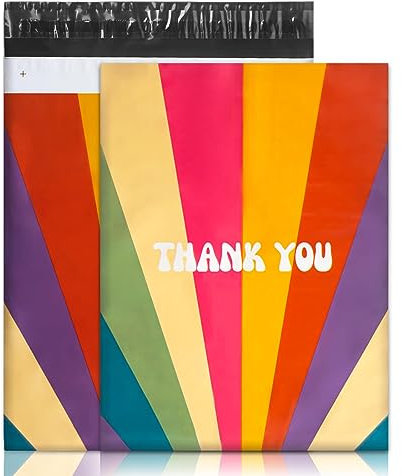 Versandtaschen, 100 Stück Selbstklebende Versandtaschen, Wasserdichte Reißfeste, Niedliche Verpackung, Versandkleidung, Geeignet für Geschäftsverpackungen (Retro Regenbogen)