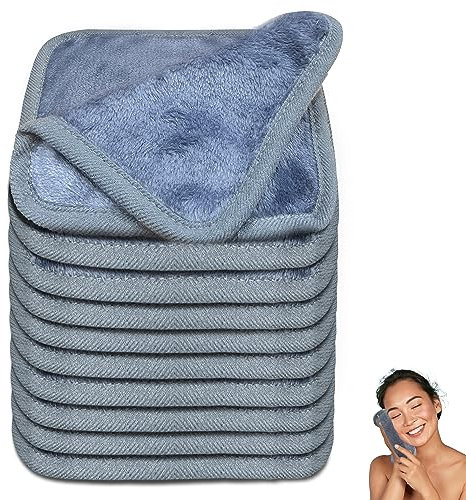 10 Pezzi Panno Struccante,Panno Viso Microfibra Riutilizzabili, Panni struccanti lavabile per Rimozione Make Up,la pulizia del viso (Grigio)…