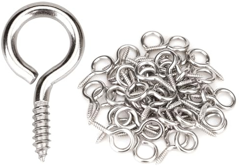 Aovchei 50pcs 304 Stainless Steel 1 Inches Eye Screws, Screw Hooks