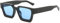 JCTAIFOO Vintage Rechteck Sonnenbrille für Damen Herren Retro Rechteckig Chunky Quadrat Große Dicke Frame Brille (Schwarz/Blau)