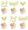 Arthsdite 24Pcs We Will Miss You Cupcake Toppers Glitter Red Love Heart Good Luck Cupcake Picks Retirement Theme Going Away Party Cake Decorations - Gold Glitter