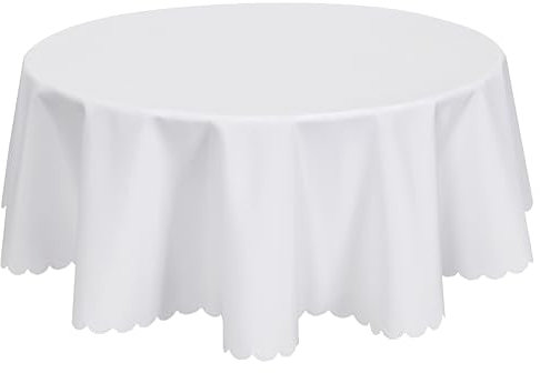 Qualitäts Tischdecke Tischtuch Textil Rund 140 cm, Tischwäsche, Weiß