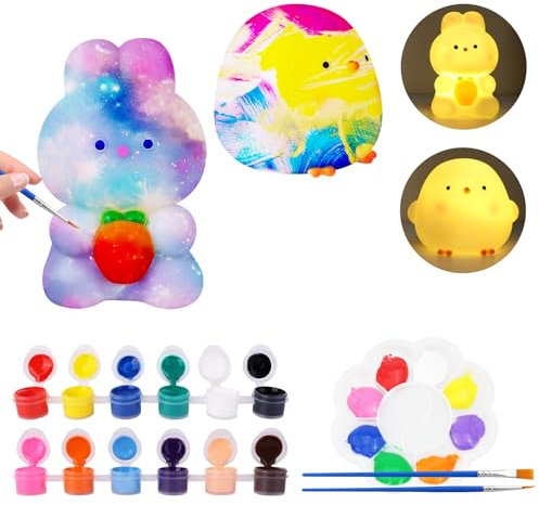 SYAKZK Ostergeschenke Kinder, Bemalen Hühner Kaninchen Nachtlicht Kinder, Ostern Basteln Kinder, Ostern Geschenke Kinder, Osterdeko, Bastelset Kinder ab 6 Jahre, Geschenk Mädchen 3 4 5 7 8 9 Jahre