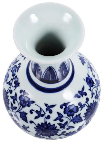 AOKWAWALIY Mini vase en porcelaine bleue et blanche en blanc et bleu - Vase en porcelaine chinoise - Vase en céramique pour arrangements floraux - Vase pour arrangements floraux - Bleu et blanc