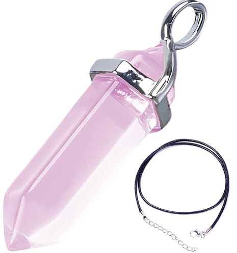 Essenciales Colgante de Cuarzo Rosa para Sanación Emocional - Elimina las emociones negativas - Regalo ideal, incluye fondo de piedras chakras y lavanda