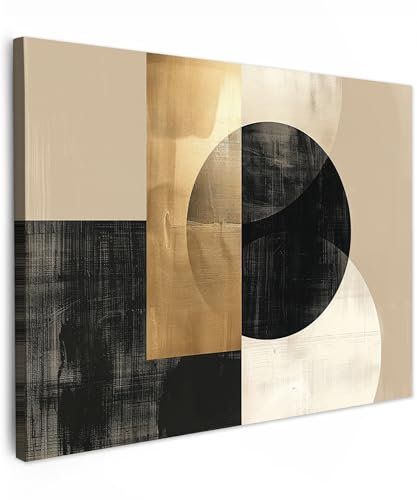 MuchoWow© Wandbilder 80x60 cm Schlafzimmer Home Deko Wohnung Bild Wohnzimmer Fotoleinwand Wand Bilder Leinwand Wall Decor Abstrakt - Gold - Schwarz - Kunst