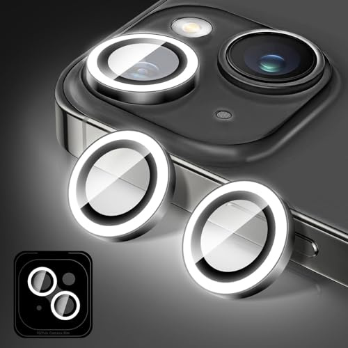 Zeponny Protection Objectif Caméra compatible avec iPhone 11, Film de Protection Lumineux en Verre Trempé pour Appareil Photo, Anneaux en Alliage à Alignement Automatique (Blanc)