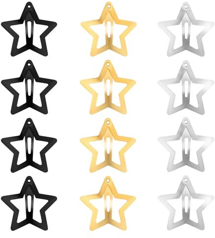 Gjinxi Lot de 12 pinces à cheveux en métal en forme d'étoile de 4,1 cm pour enfants filles et femmes, barrettes à cheveux antidérapantes en forme d'étoile Y2K des années 2000, accessoires pour cheveux