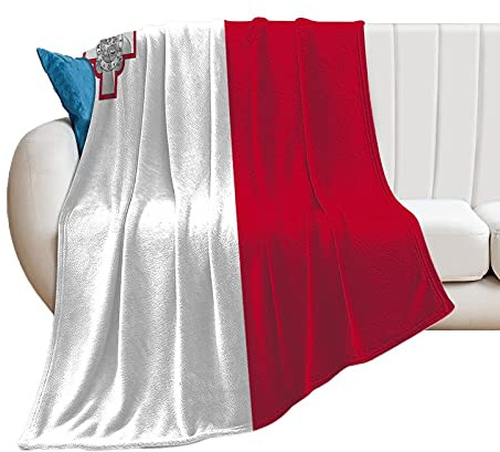FJQWKLF Flanelldecke mit Flagge von Malta, leicht und atmungsaktiv, für Couch, Bett, Sofa, 152,4 x 203,2 cm