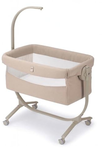CAM Il mondo del bambino Baby Beistellbett Cullami inkl. Wippfunktion Beige | Inkl. Wippfunktion & 8-fach Höhe. Co-Sleeping-Bett in Beige mit 100% Baumwolle, Matratze & festen Gurten. Made in Italy.