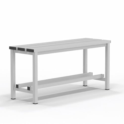 Spacio Banco Metálico Norrköping Estilo nórdico para Uso Profesional o en hogar, para vestuarios, habitación, decoración Incluso Exterior. Bancada para Personas en Acero Blanco. (1 Metro)