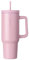 Vinsun Thermobecher 1200ml Pink mit Strohhalm und Henkel - Tumbler Mug 40oz - Kaffee, Tee, Eiskaffee - isolierter Edelstahl Becher für Urlaub, Auto, Uni