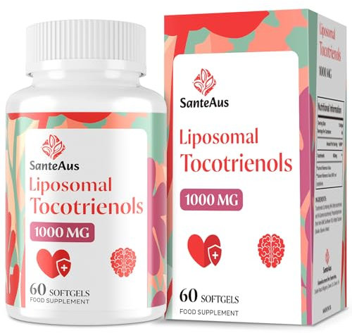 Liposomal Tocotrienols Supplement 1000mg, Vitamin E, High Bioavailability, 95% Delta & 5% Gamma Tocotrienol Capsules, for Immune, Bone, Skin, and Antioxidant Support, No Fillers, No Soy