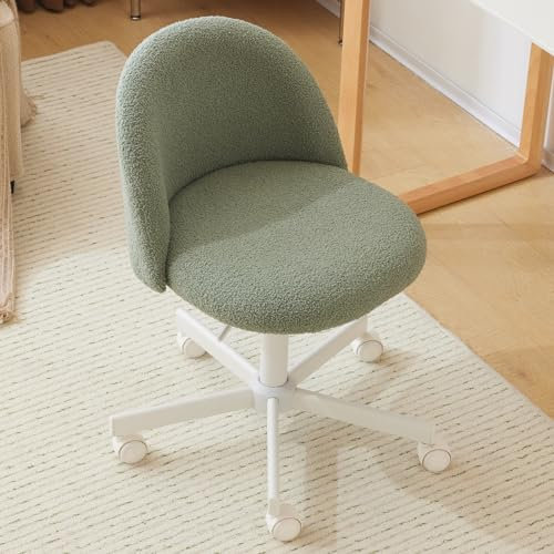 Bonnlo Comfy Small Office Chair with Wheels Desk Vanity Chair Modern Swivel Dressing Table With Adjustable Height for Home Office, Bedroom, Dressing Room (Graceful Bean - paste Green)