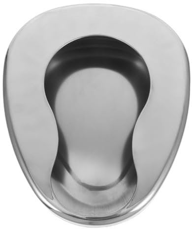 SOPOTUTU Edelstahl Bettpfanne Für Männer Und Frauen Robuste Tragbare Metall Bettpfanne Für Bettlägerige Patienten Komfortable Nachtnutzung Für Ältere Erwachsene Und Schwangere