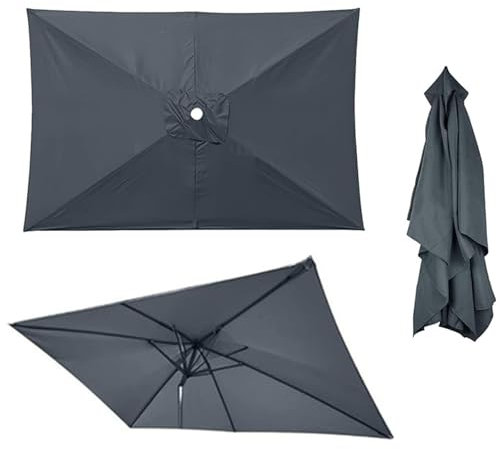 FMCAGNGAKP Toile de Rechange pour Parasol déporté 3x2m Rectangulaire, Auvent de Remplacement pour Parasol de 6 Baleines, Housse UPF 30+ pour Parasol D'extérieur(Gray)