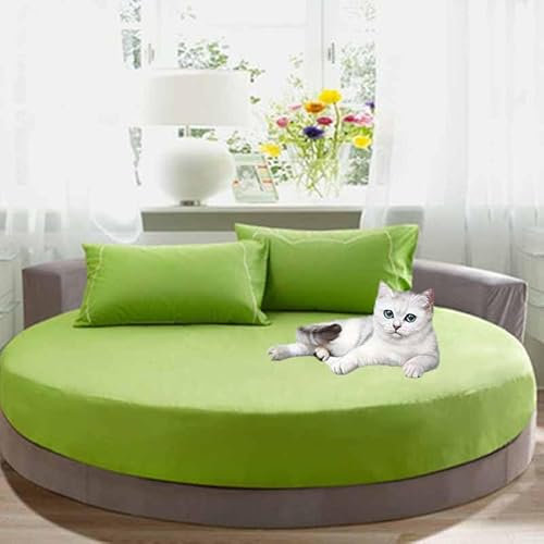 Runder Matratzenschoner, weich, atmungsaktiv, einfarbig, passend für runde Betten mit 200 cm Durchmesser, bequemer Bettbezug für runde Matratzen, langlebig und pflegeleicht