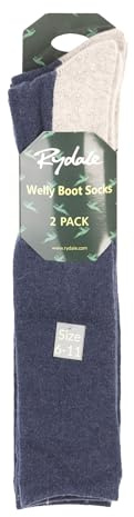 Rydale Men's Welly Boot Socks Knee High Long Length Pack of 2 Wellington Sock For Men