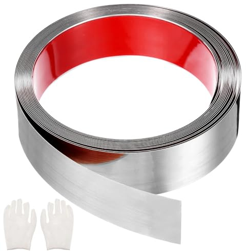 5 m X 4 cm Metallband Zierleisten Selbstklebend - Edelstahlblech Wandleisten, Stuckleisten wand, Selbstklebend, Schäl und Stick Edelstahl für Kamin, Spiegelrahmen (Gebürstetes Silber 5M×4cm)