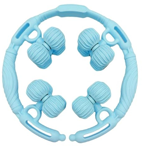 KiBcsLic Rouleau de Massage pour Les Jambes, Masseur Manuel pour Les Cuisses, Les Mollets et Les Bras, Rouleau de Massage Circulaire à 16 Roues, en Polypropylè, Bleu
