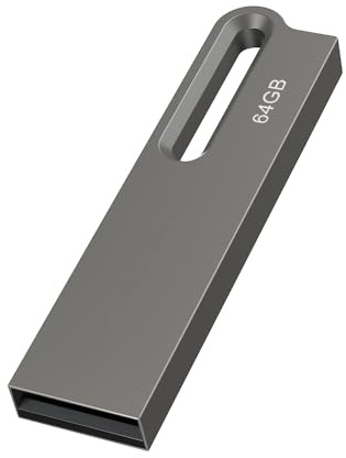 JOIOT USB Flash Drive 64GB, USB 2.0 Pen Drive Small and Lightweight USB Stick 64GB Metal Mini USB Thumb Drive for Photos for Computer/TV/Car/Player, etc
