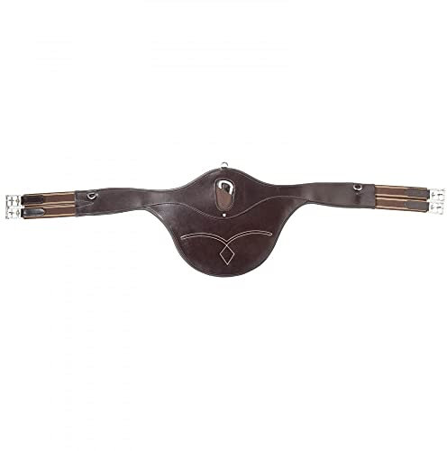 HORZE Cavender Stollenschutzsattelgurt, Sattelgurt Zum Stollenschutz Aus Leder, Größe 40-150 cm, Schwarz, Braun, Braun, 130