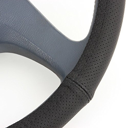 LKW Lenkradbezug 47 48 cm echt Leder perforiert schwarz Lenkrad Schoner [900]