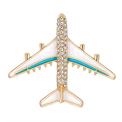 YAZILIND Avion Exquis conçu Clip de la Broche Bouquet Cadeaux Strass Broche de Bal d'étudiants de Mariage pour Les vêtements Vintage décoration Alliage Bijoux (Blanc)