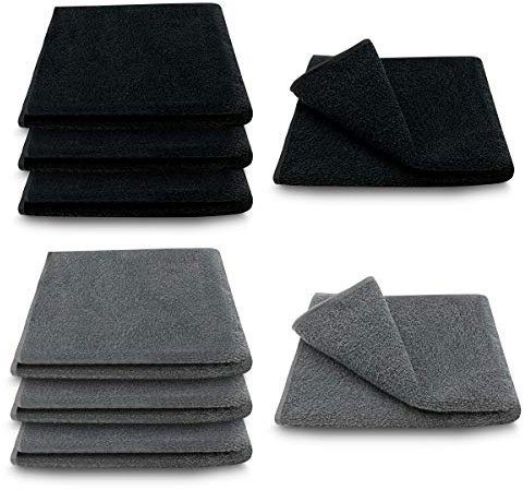 ARLI Handtuch 100% Baumwolle 8 Handtücher 4 x anthrazit + 4 schwarz Set Serie aus hochwertigem Rohstoff Frottier klassischer Design elegant schlicht modern praktisch mit Handtuchaufhänger 8 Stück