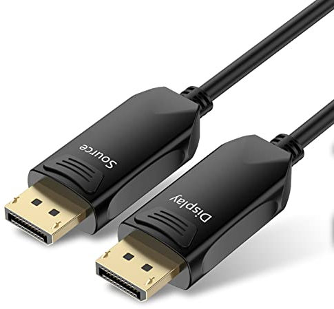 BIFALE DP Fiber Cable 50ft, Displayport Fiber Optic Cable High Speed 32.4 Gbps 8K@60Hz 4K@165Hz 2K@144Hz DP1.4, Fiber DP to DP Cable Slim and Flexible, Gold Plated Connector
