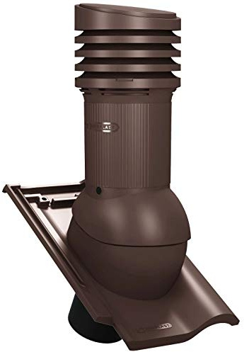 Entlüfterkamin EVO DN125 für Braas - Rubin 13V Dachziegel Dachlüfter Entlüfter (RAL 8017 - Braun)