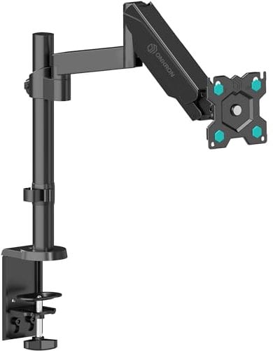 ONKRON Single Monitor Arm for 13 – 34 Inch Screen, Gas Spring Monitor Arm up to 8 kg - VESA 75x75 & 100x100 Desk Mount Tilt Swivel Rotation G70-B Black